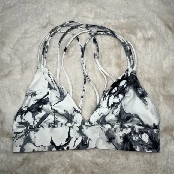 NWOT PINK Marble Bonded Strappy Marble Bralette White & Gray Size XS - Picture 2 of 6